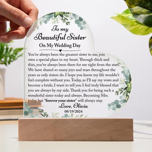 Sister Wedding Gift, Sister Maid Of Honor Gift, Sister Maid Of Honor Gift From Bride, Sister Matron Of Honor Gift, Sister Of The Bride Gift
