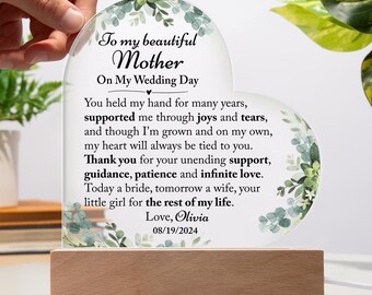 Regalo para la madre de la novia de su hija, regalo para mamá el día de su boda de su hija, regalo para mamá el día de su boda de la novia, regalo de boda para mamá