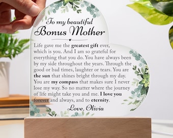 Bonus Mom Gifts, To My Bonus Mother Gift, Gifts For Step Mom, Step Mother Custom Acrylic Plaque, Bonus Mom Birthday Gift, Foster Mom Gift