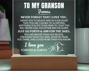 Grandson Gifts From Grandma, To My Grandson Gift from Grandparents, Christmas, Birthday Gift For Grandson, Grandson Custom Acrylic Plaque