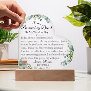 Aunt Of The Bride Gift On Wedding Day, Auntie Gift From Bride Acrylic Plaque, Wedding Gift For Aunt, Thank You Gift For Aunt On Wedding Day