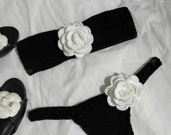 Handgemaakte bikiniset met rok - verstelbare badkleding - op maat gemaakt