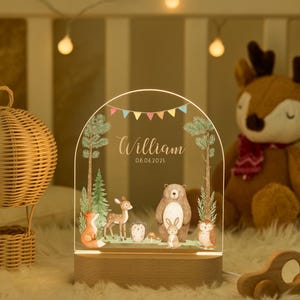 Custom Name Lamp, Custom Baby Night Light, Animals Night Lamp, Baby Girl Night Light, Nursery Lamp, Baby Girl Gift, Birthday Gifts for Kids