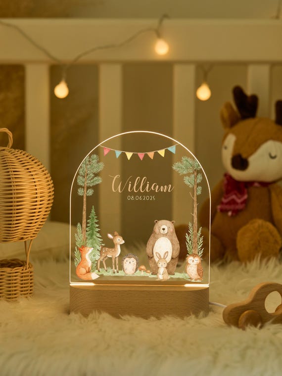 Custom Name Lamp, Custom Baby Night Light, Animals Night Lamp, Baby Girl Night Light, Nursery Lamp, Baby Girl Gift, Birthday Gifts for Kids