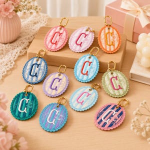 Personalized Embroidery Initial Keychain, Custom Letter Bag Charm, Monogram Backpack Tag