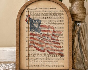 USA 250th Anniversary Wall Decor, Vintage Star Spangled Banner Canvas, Rustic American Flag Wall Art, Patriotic Home Decoration