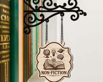 Personalised Non-Fiction Book Tavern Sign, Custom Library Divider, BookTok Gift, Book Genre Organiser, Book Lover Decor, Book Divider