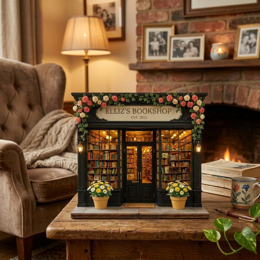 Personalized Bookshop Sign – Mini Wooden Bookstore Decor, Custom Name ...