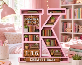 Personalized Letter Books Read Tracker – Books Read This Year Reading Challenge, Alphabet Reading Tracker Sign