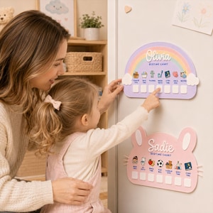Personalized Kids Cute Routine Chart, Wooden Bus Daily Schedule Board, Toddler Visual Schedule, Custom Chore Chart, Preschool Learning Tool