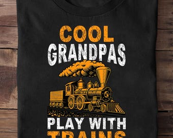 Camiseta de abuelos jugando con trenes, locomotora, tren, regalo para conductor, máquina de vapor, regalo para amantes de los trenes, camiseta de ferrocarril