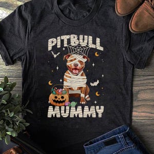 Halloween Pitbull Mummy T-Shirt: Pitbull Lover Costume