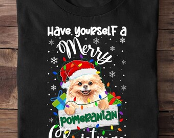 Pomeranian jul Pomeranian julfest Pomeranian T-shirt - rolig hundälskare present, söt Pom T-shirt, Pomeranian presenter