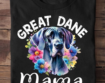 Watercolor Dog Mama Floral Great Dane Lovers Mothers Day Tank Top, Great Dane T Shirt, Great Dane T Shirt, Great Dane Tshirt, Great Dane Tee