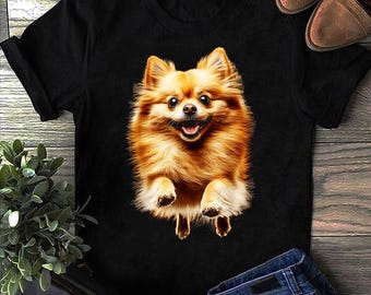 Pommersche Hund Grafik Haustier Kunstwerk Pommern T-Shirt - Lustiges Hunde-Liebhaber-Geschenk, niedliches Pom-T-Shirt, Pommern-Geschenke, Pommern-Liebhaber-Geschenk