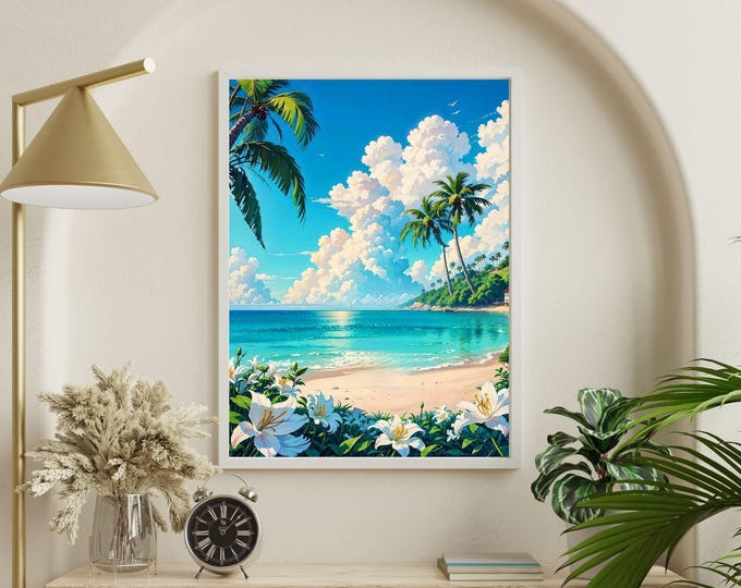 Tropical Beach Clipart and Digital Paper - Vibrant Designs for Commercial and Personal Use - Beach Theme Printable Art