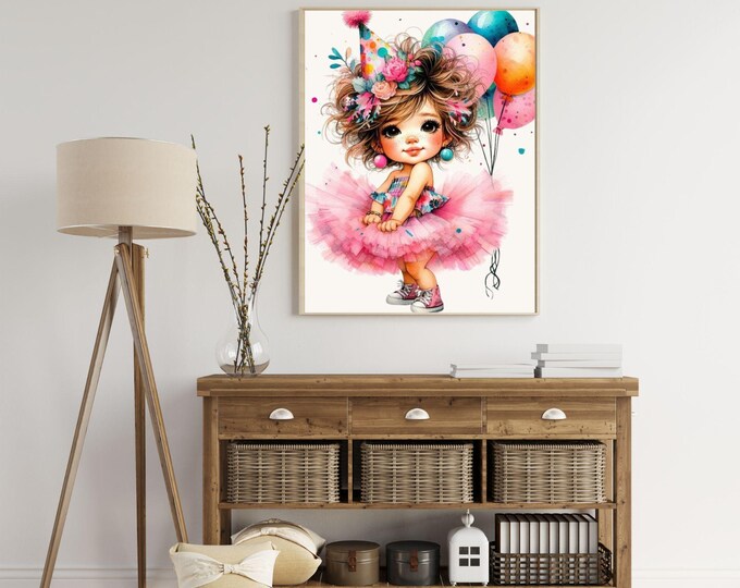 Ballerina Girls Clipart Digital Download - Ballet Dancers in Pastel Tutus with Floral Accents for Wall Art or DIY Projects