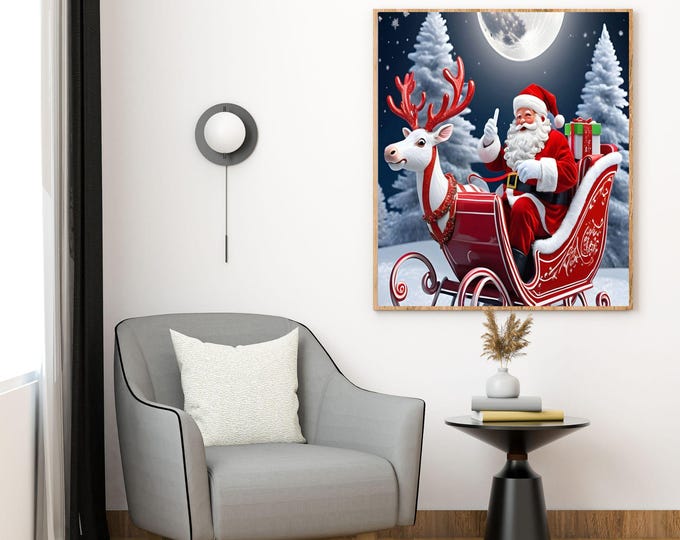Red and White Christmas Wall Art - Festive Holiday Decor with Vibrant Colors and Elegant Background - Perfect Seasonal Gift