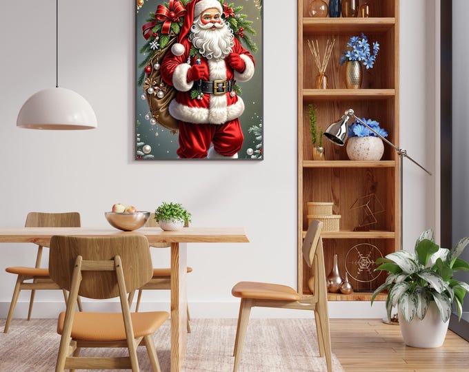 Father Christmas Wall Art - Traditional Holiday Artwork for Festive Home Decor - Vintage Santa Claus Christmas Print or Gift