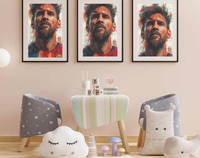 Lionel Messi Art Print - Football Wall Art for Soccer Fans, Sports Decor, or Gift Idea - Modern Messi Poster
