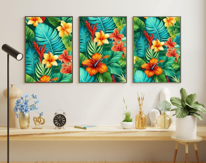 Ocean Boat Painting - Nautical Wall Art with Green Leaf Decorative Background - Coastal Décor for Home or Office