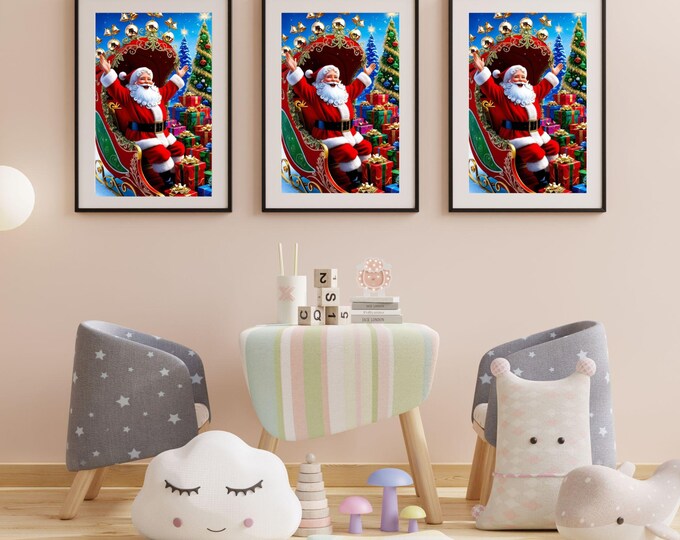 Santa's Sleigh Ride Paint by Numbers Kit - Festive Holiday DIY Art for Christmas Wall Décor or Gift - Easy Painting Set