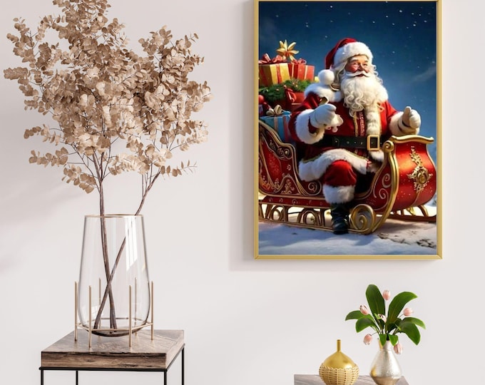 Jolly Old St. Nick Wall Art - Vintage Santa Claus Christmas Artwork for Holiday Home Decor or Gift - Festive Santa Print