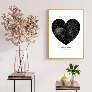 Personalisierte Sternenkarte nach Datum - Personalisierte Sternenkarte nach Datum - Geschenk zum Hochzeitstag oder Verlobung für Paare