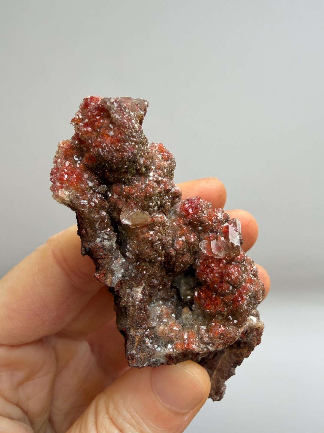 Botryoidal Red Chalcedony With Diamond Calcite & Druzy Quartz — Multi ...