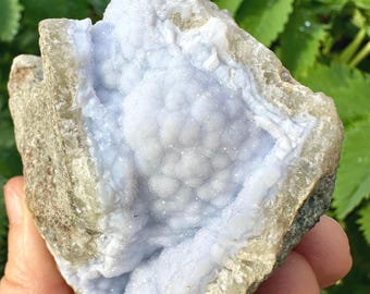 Botryoidal Blue Lace Agate Druzy Pocket – Nsanje, Malawi Mineral Specimen