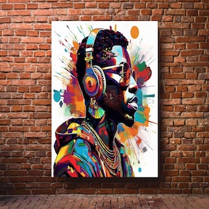 Vibrant Afrocentric Poster, Urban African Wall Art, Housewarming Gift, Black Man Poster, Afro Wall Art,  African American Art, Student Gift