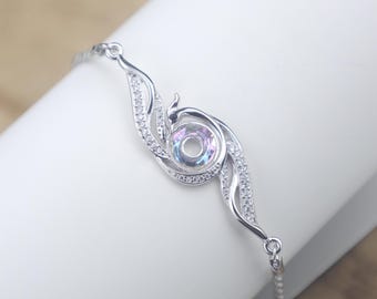 Bracciale Occhio di Fenice in argento sterling: gioielli con ali in cristallo austriaco