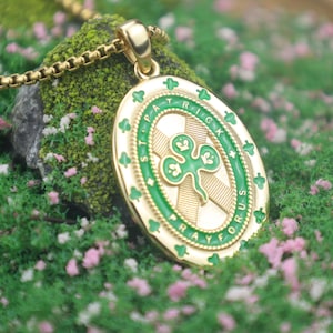 Sterling Silver Shamrock Necklace: Green Enamel Irish Jewelry