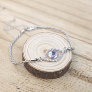 Pulsera de Ojo Malvado y Cristales: Talismán de Protección en Plata de Ley 925 para la Suerte, la Prosperidad y la Claridad Espiritual con Cristales Austriacos.