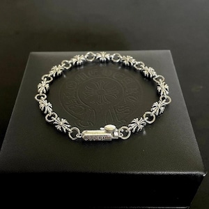 CH Style Silber Kreuz Chrom Armband | Mit Spezialverschluss | Gothic Style Y2k Grunge Opium Biker Unisex Geschenk