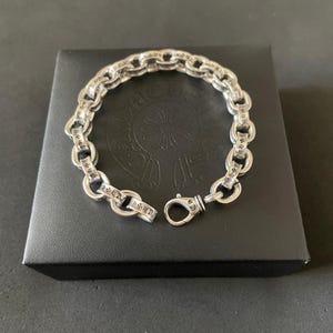 CH Gothic Sterling Silber Kettenarmband | Heavy Link Herren Armband | Vintage Style - Chrom Schmuck Y2k Punk Unisex Geschenk