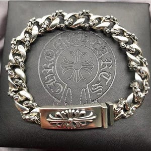 CH Style Chrome Cuban Link Style Bracelet | Heavy Link Mens Bracelet | Vintage Style - Chrome Jewelry Y2k Punk Unisex Gift
