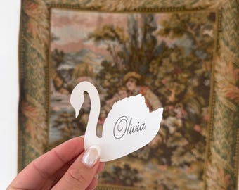 Calligraphy Swan Place Cards: Elegant Wedding & Party Decor