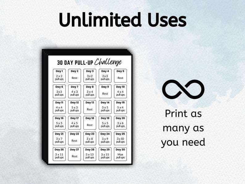 30 Day Pull-up Challenge | Printable Workout Planner Template | Fitness ...