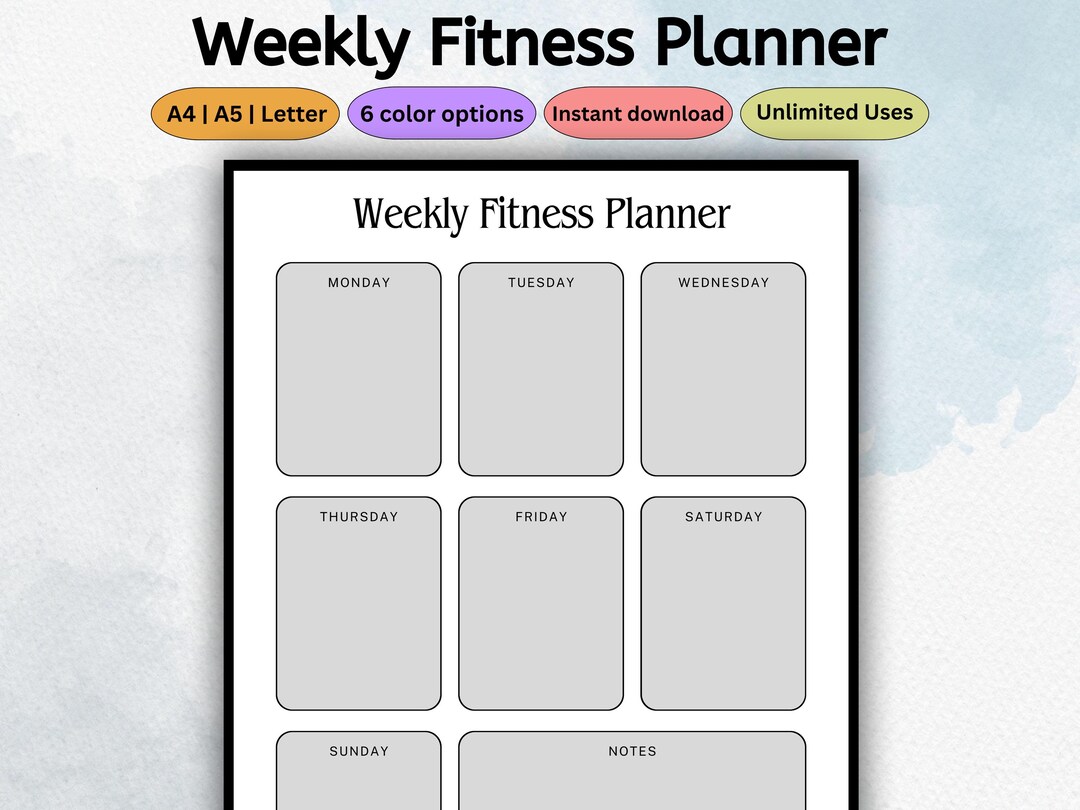 Weekly Fitness Planner Printable | Workout Schedule Tracker | Health ...