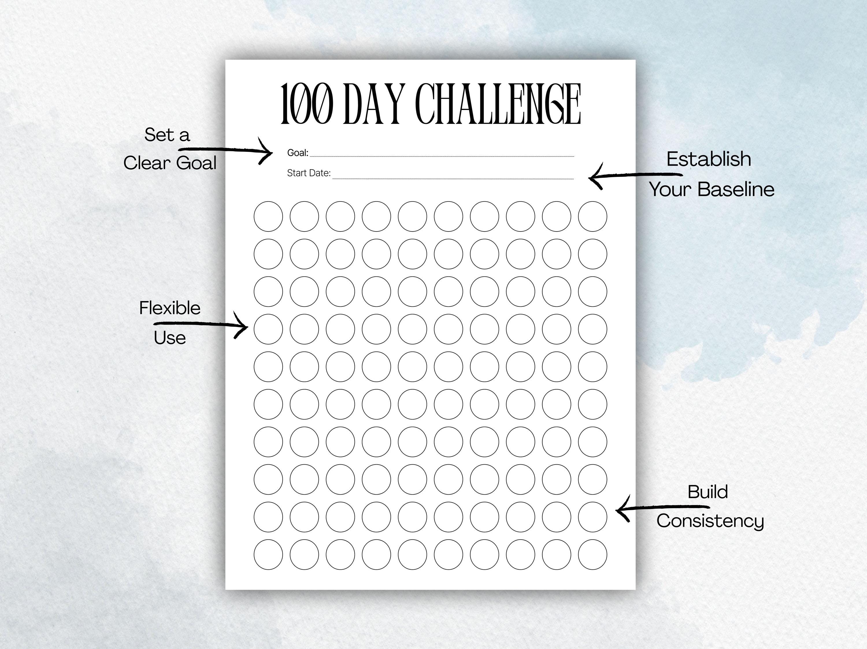 100 Day Challenge Tracker Printable | Fitness Planner Template | Goal ...