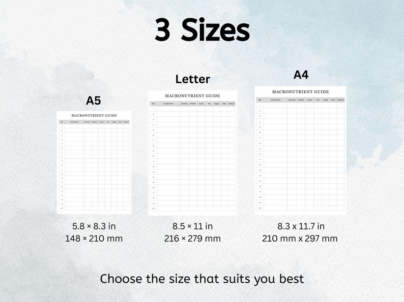 Printable Macronutrient Guide Template | Food Journal Log | Nutrition ...