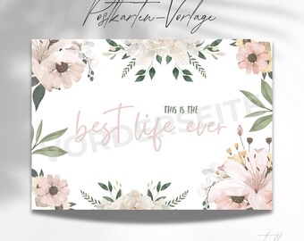 Postcard template "Best Life ever" version 1