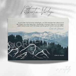 Modèle de carte postale de deuil/condoléances/sympathie avec motif de pensées bibliques « Montagnes »