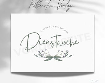 Postcard template as a thank you for the service week