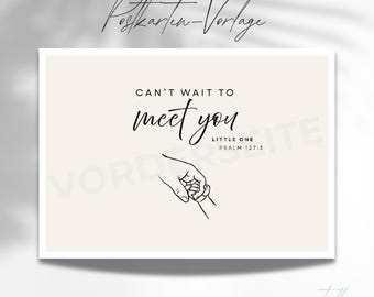 Postcard template "Can't wait to meet you"