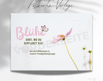 Postcard template "Welcome to our ministry group"