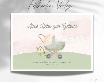 Postcard template "Happy Birth" (girl)