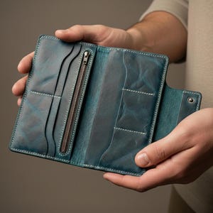 Patrón PDF de billetera larga_Plantilla de cartera con botón a presión_Tarjetero de cuero para pasaporte y tarjetas