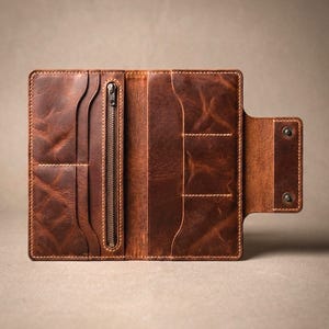 Long Wallet PDF Pattern_Snap Button Clutch Template_Leather Passport and Card Holder